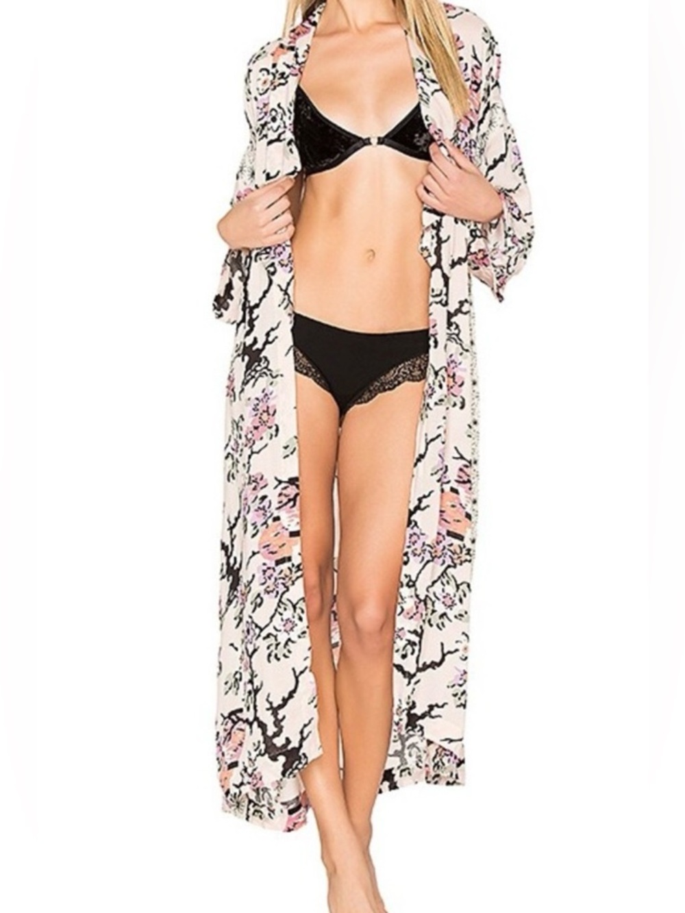 Long floral kimono Ultimately Free People inspired honeymoon luxury robe